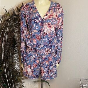 Floral Long Sleeve Romper shorts